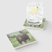 野草の中の雄牛の海藻の香り) ストーンコースター (横)