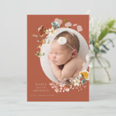 野草の植物の卵形写真の誕生発表 招待状 (スタンド正面)