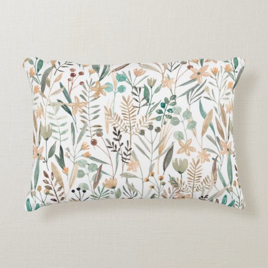 野草の水彩の継ぎ目のない模様。花f アクセントクッション (正面)