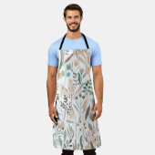 野草の水彩の継ぎ目のない模様。花f エプロン (着用した状態)