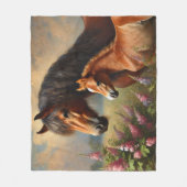 野草の花を持つベイ絵を描マーレ フリースブランケット (正面)