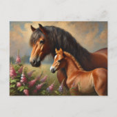 野草の花を持つベイ絵を描マーレ ポストカード (正面)