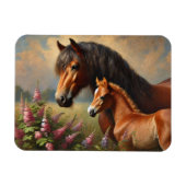 野草の花を持つベイ絵を描マーレ マグネット (横)