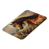 野草の花を持つベイ絵を描マーレ マグネット (左側)