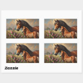 野草の花を持つベイ絵を描マーレ 長方形シール (シート)