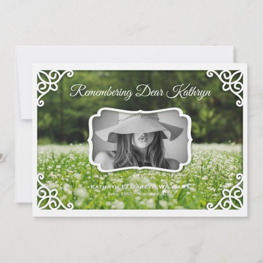 . .野草の追悼式の写真エレガントを撮る 招待状 (正面)