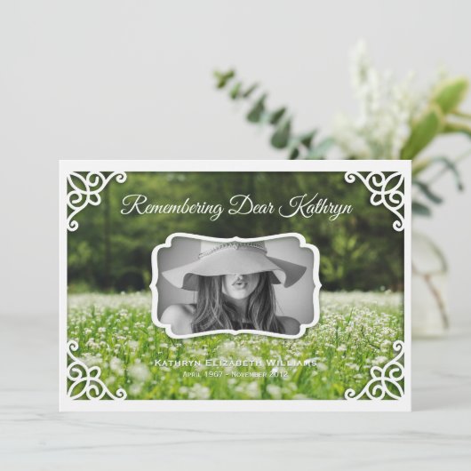 . .野草の追悼式の写真エレガントを撮る 招待状 (スタンド正面)