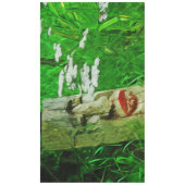 野草の間で赤い唇のあるアメリカのインドのトーテム テーブルクロス (正面)