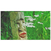 野草の間で赤い唇のあるアメリカのインドのトーテム テーブルクロス (正面(横))