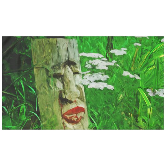 野草の間で赤い唇のあるアメリカのインドのトーテム テーブルクロス (正面(横))