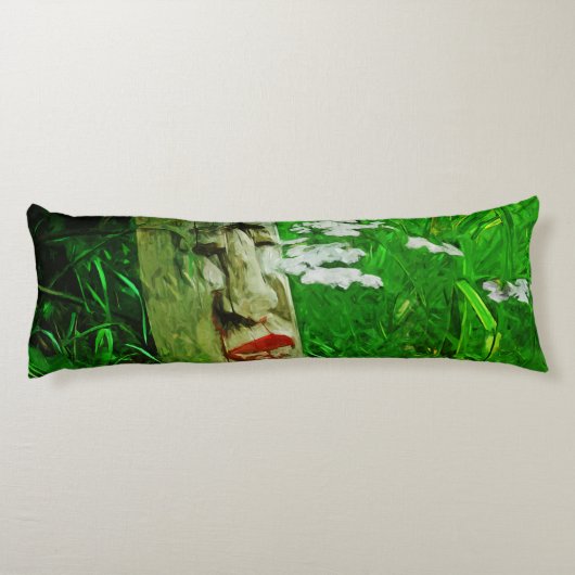 野草の間で赤い唇のあるアメリカのインドのトーテム ボディピロー (裏面)