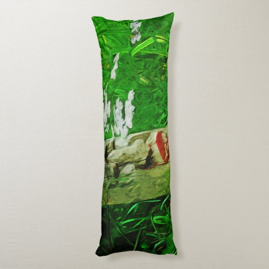 野草の間で赤い唇のあるアメリカのインドのトーテム ボディピロー (裏面 (縦))