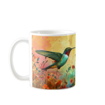 野草を飛んでいるハミングバード