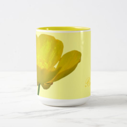 野草アートコーヒーカップバターカップフラワーカップ ツートーンマグカップ (中央)