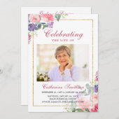 野草印刷用エレガント葬式プログラム 案内状 (正面/裏面)