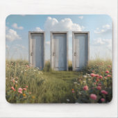 野草原に立つ三つの扉 マウスパッド (正面)