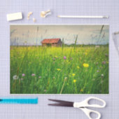 野草地に丸まったハルシオンの納屋 薄葉紙 (クラフト)