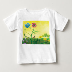 野草地のアリと蝶 ベビーTシャツ