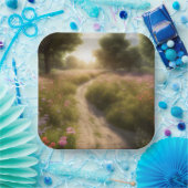 野草地の未舗装の道 ペーパープレート (パーティー)