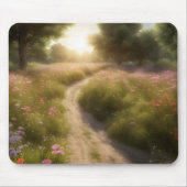 野草地の未舗装の道 マウスパッド (正面)