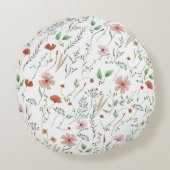 野草水彩防穂ヴィンテージ花柄 ラウンドクッション (裏面)