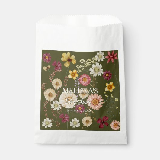 野草水色の素朴なボホ野草 フェイバーバッグ (正面)