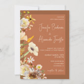 野草焼きオレンジラストテラコッタ結婚ズ 招待状 (正面)