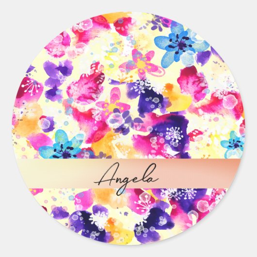 野草牧草地みすぼらしい花 ラウンドシール (正面)