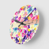 野草牧草地みすぼらしい花 ラウンド壁時計 (傾斜)