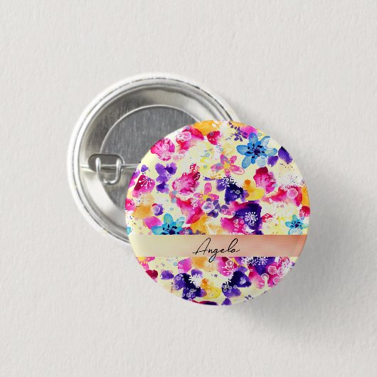 野草牧草地みすぼらしい花 缶バッジ (正面&裏面)