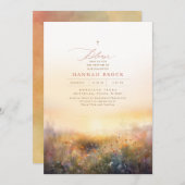 野草牧草夏エレガントバプテスマ 招待状 (正面/裏面)