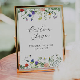 野草畑とハチカスタム文字標識 ポスター