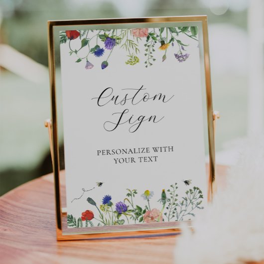 野草畑とハチカスタム文字標識 ポスター