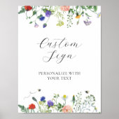 野草畑とハチカスタム文字標識 ポスター (正面)