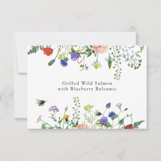 野草畑とブンブン飛ぶハチの食の看板 招待状 (正面)