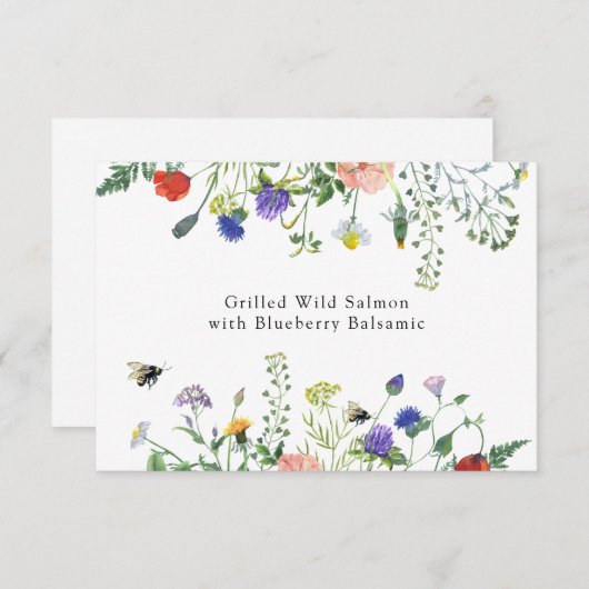 野草畑とブンブン飛ぶハチの食の看板 招待状 (正面/裏面)