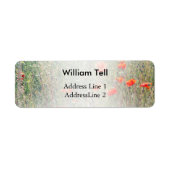 野草畑と赤いケシが咲き誇る ラベル (正面)