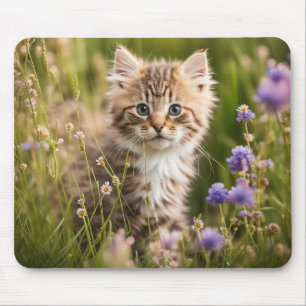 野草畑の子猫 マウスパッド