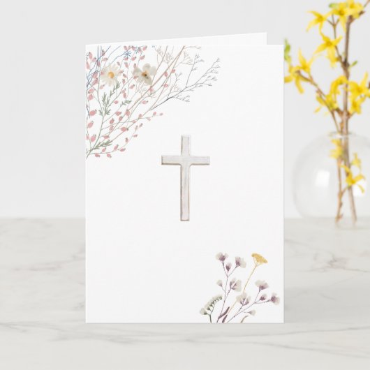 野草白い十字架 カード (黄色い花)