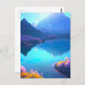 野草花が咲く湖 ポストカード (正面/裏面)