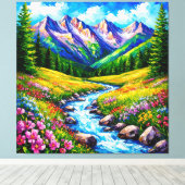 野草花が咲く高山植物 キャンバスプリント (インサイチュ (ウッドフロア))