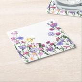野草花カラフル園花 スクエアペーパーコースター (アングル)