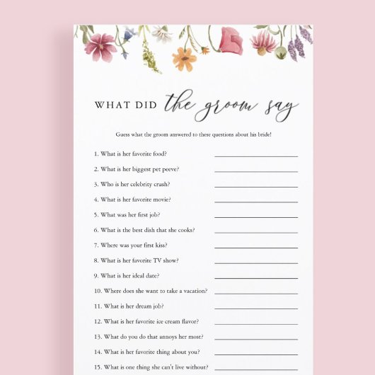 野草花婿が何と言ったかブライダルゲーム