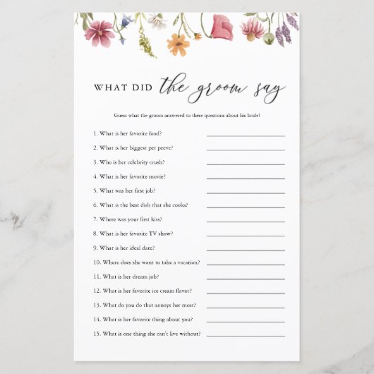 野草花婿が何と言ったかブライダルゲーム (正面)