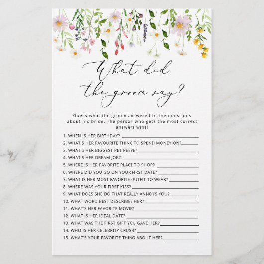 野草花婿は何と言ったブライダルシャワー (正面)