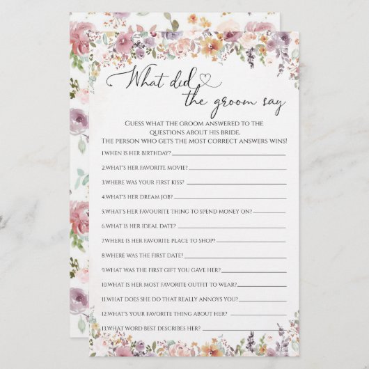 野草花婿は何と言ったブライダルシャワー (正面/裏面)