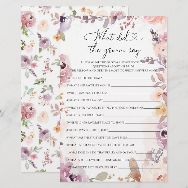 野草花婿は何と言ったブライダルシャワー (正面/裏面)