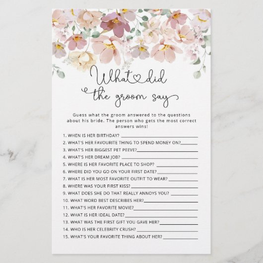 野草花婿は何と言ったブライダルシャワー (正面)