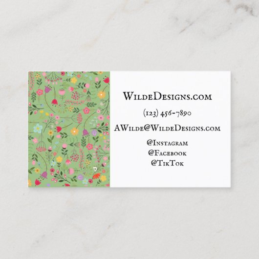 野草花草花春緑花柄 名刺 (裏面)