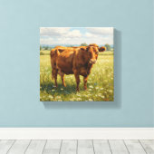 野草草地の牛 キャンバスプリント (インサイチュ (ウッドフロア))
